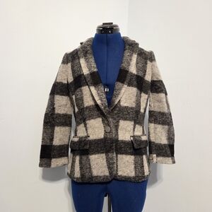Gray Plaid Wool Blazer Size 2